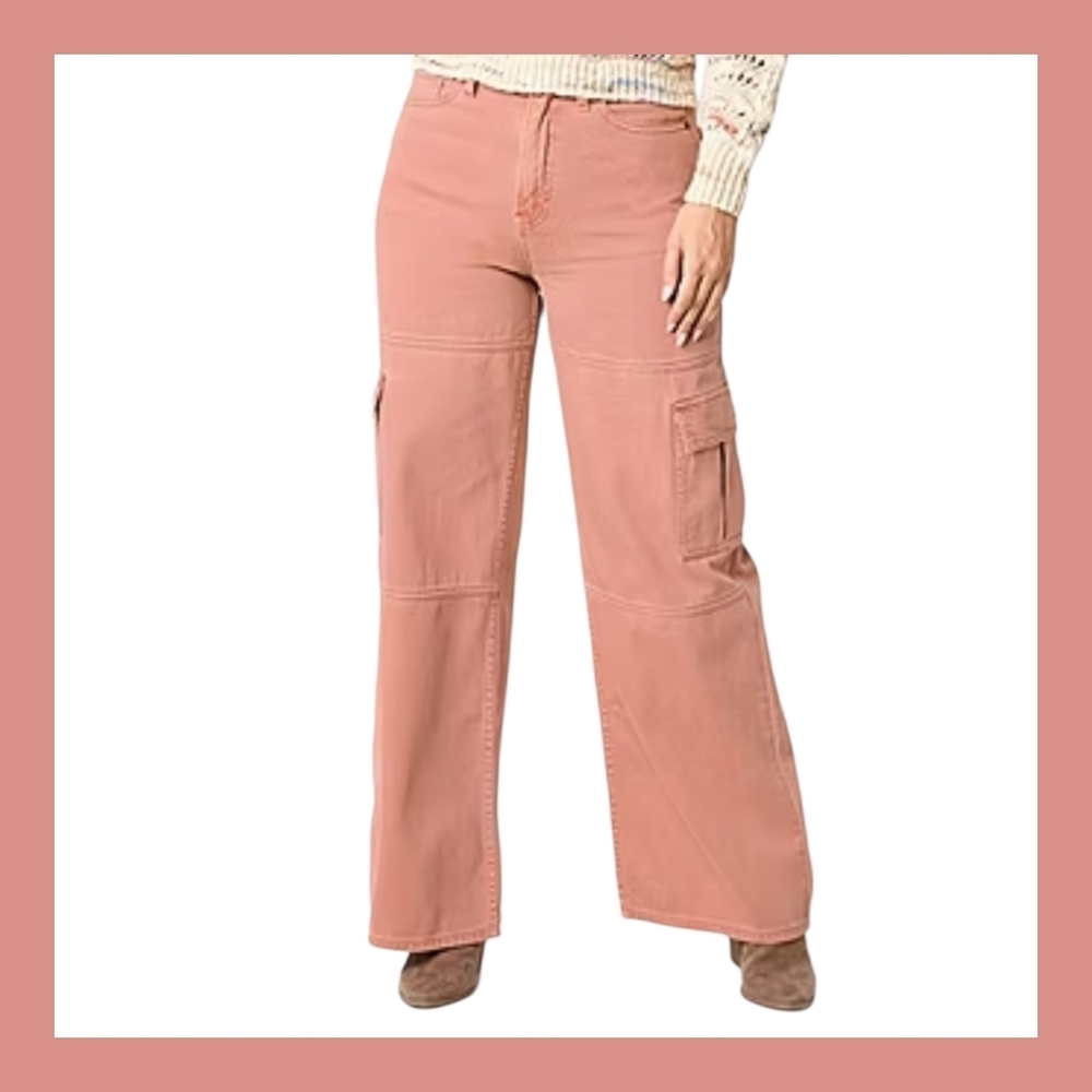 a.n.a Dusty Rose Wide-Leg Cargo Pants